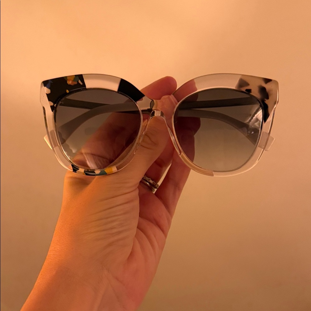 Fendi Black and Cream Cat-Eye Sunglasses